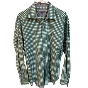 Johnston & Murphy Men's XL Green Check Long Sleeve Button-Up Shirt